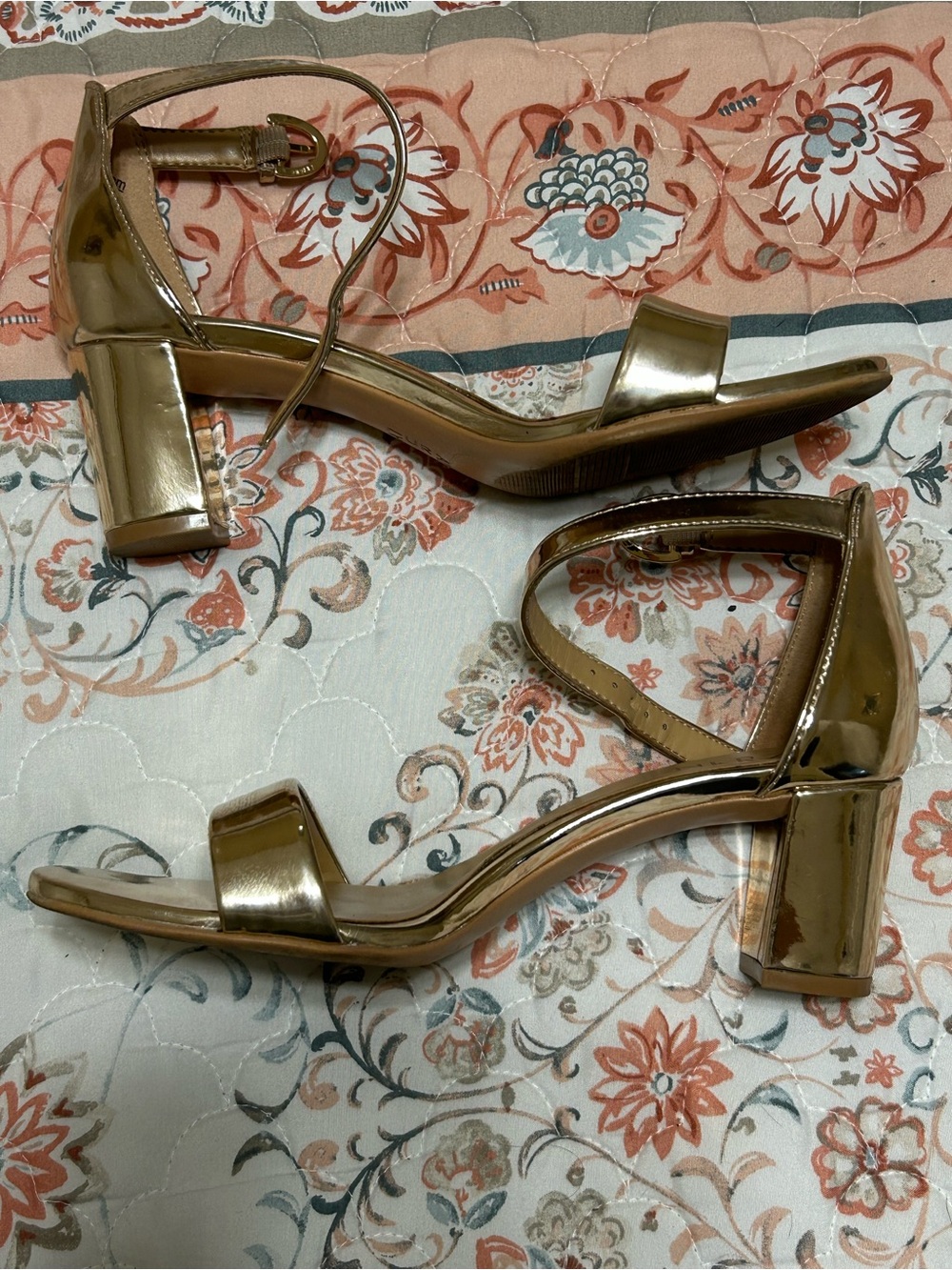 Naturalizer Metallic Rose Gold Ankle-Strap Heels